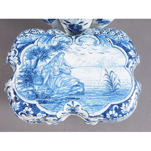 15 - An 18th century Dutch Delft ink pot, marked for Peter van den Briel, twin section body with removabl... 