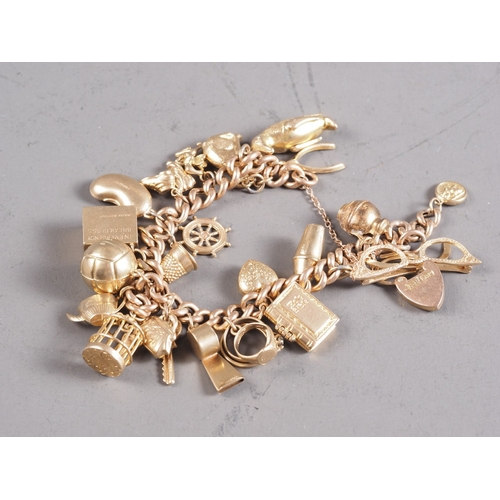 405 - A 9ct gold charm bracelet, 38.1g