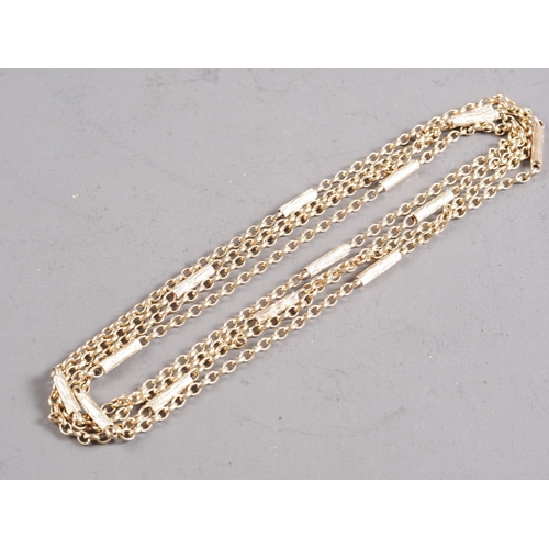 411 - A 9ct gold textured and chain link necklace, 40.5g