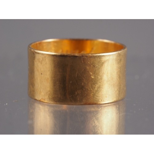 415 - A 22ct gold broad band with internal inscription, 6.8g