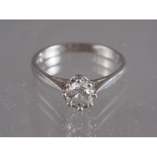 421 - A platinum (950) solitaire diamond ring, approx .75ct (inclusions), 4.2g gross