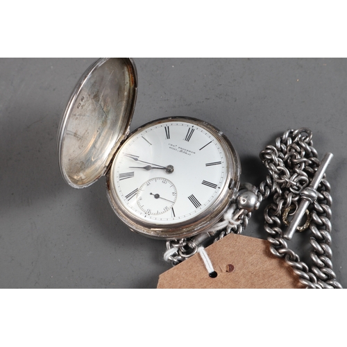 396 - A Charles Frodsham silver cased full hunter pocket watch with white enamelled dial, Roman numerals a... 