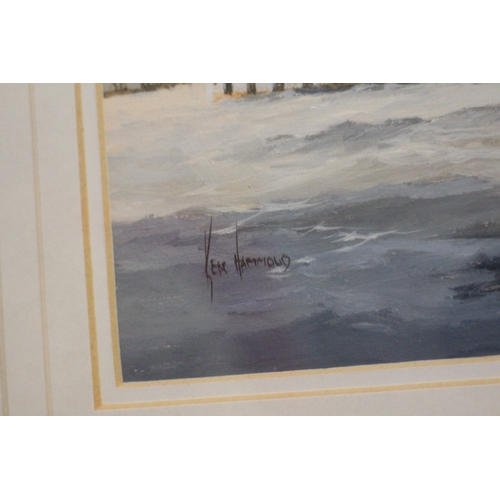 485 - Ken Hammond: a pair of watercolour and body colours, square rigged sailing boats, 6 3/4