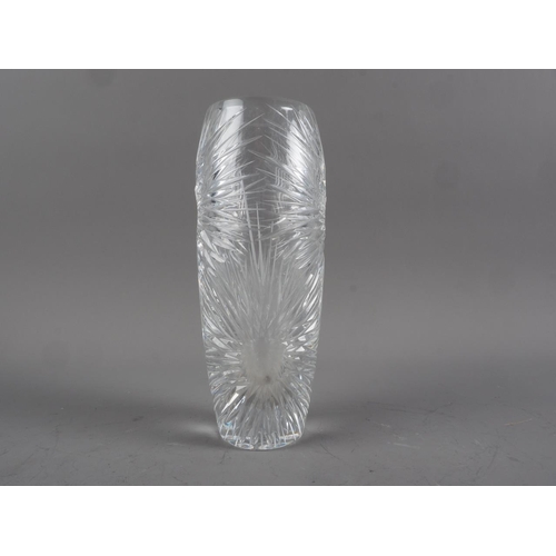 38 - A 1950s Webbs? star cut glass vase, 8