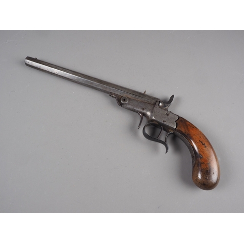 A 19th century Continental saloon Rimfire pistol with octagonal barrel ...