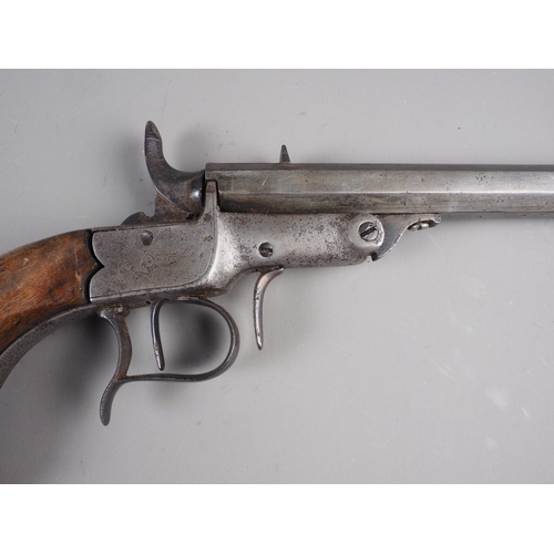 A 19th century Continental saloon Rimfire pistol with octagonal barrel ...