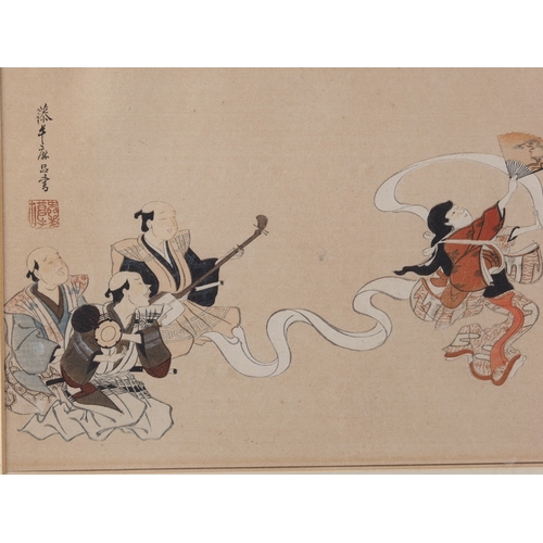 115 - Two 19th century Japnaese wood block prints, Hanabusa Itcho:  