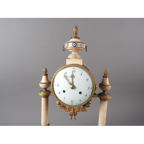 119 - A Directoire gilt bronze and blue jasperware mounted marble mantel clock with striking movement, 18&... 