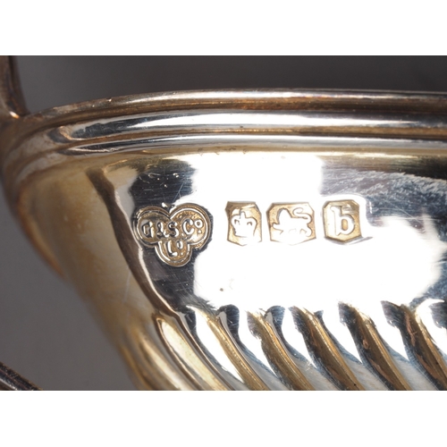 298 - A pair of Georgian style silver salt cellars with half fluted decoration, 6.1oz troy approx