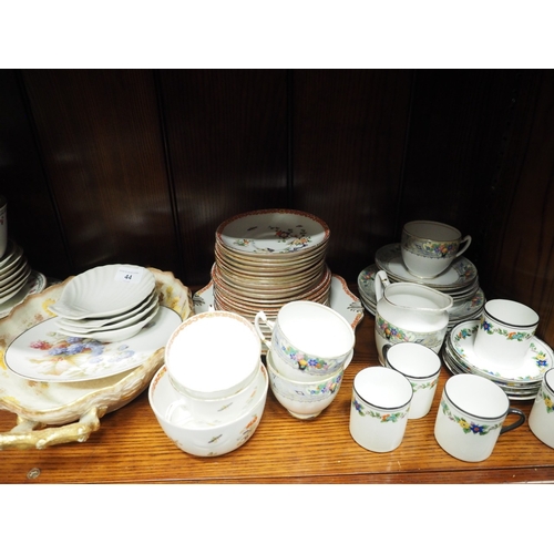 44 - A Tuscan china part teaset with floral spray decoration, a similar coffee set, a Colclough part teas... 