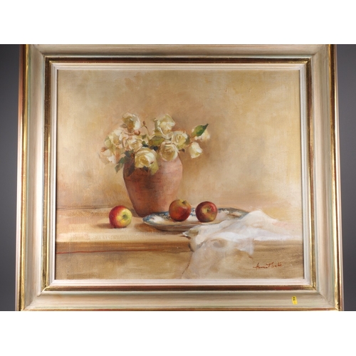 476 - Harriet Salt: oil on canvas, still life entitled 
