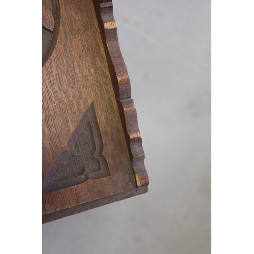 147 - Two Gothic style bible stands, a number of lacquered boxes etc, and an embroidered velvet table runn... 