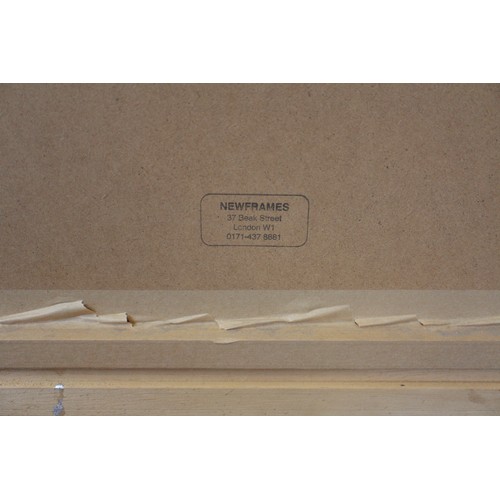 471 - John Devolle?: acrylic on board, view of London and Tower Bridge etc 47 1/2