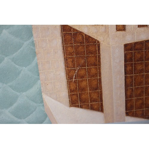 471 - John Devolle?: acrylic on board, view of London and Tower Bridge etc 47 1/2