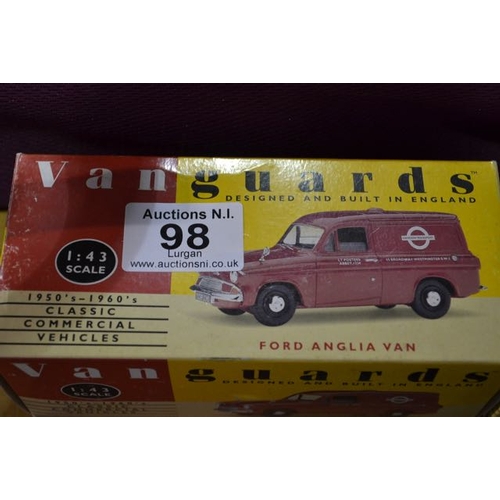 98 - Vanguards Red Ford Anglia Van - Boxed