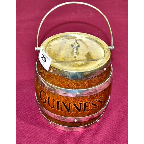 29 - Oak Guinness Ice Bucket/Biscuit Barrel