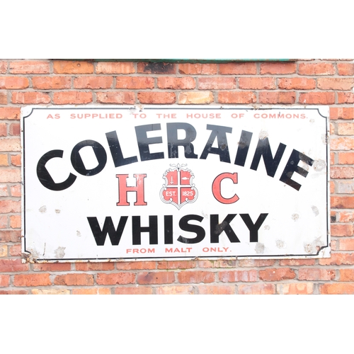 40 - Vintage Irish Coleraine Whiskey As Supplied to the House of Commons Metal Advertising Sign