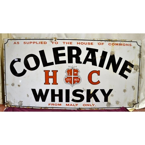 40 - Vintage Irish Coleraine Whiskey As Supplied to the House of Commons Metal Advertising Sign