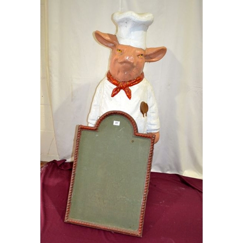 41 - Large Pig Chef Advertiser with Chalk Board