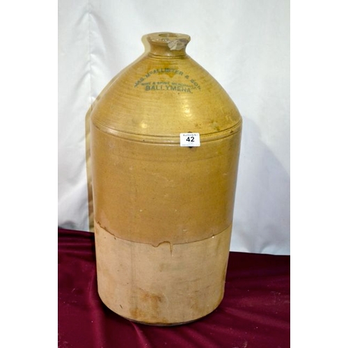 42 - Large Mc Allister & Son Ballymena Earthenware Flagon