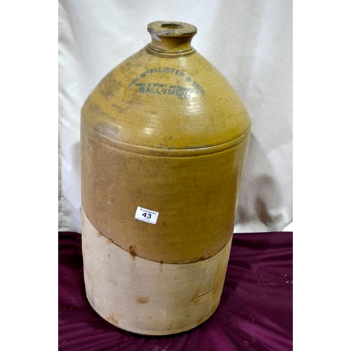 43 - Large Mc Allister & Son Ballymena Earthenware Flagon