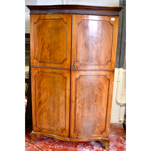 62 - Victorian Double Wardrobe - Beautiful Serpentine Doors - Fitted Stack Section - 5 Drawer with Origin... 