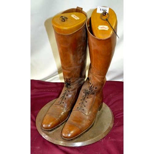 100 - Pair of Gents Leather Riding Boots with Morlands Stocks