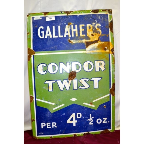 127 - Vintage Metal Gallaher's Condor Twist Sign