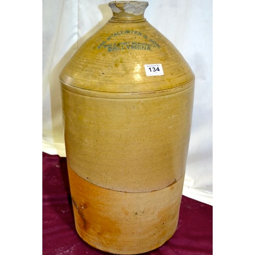 134 - Large Mc Allister & Son Ballymena Earthenware Flagon