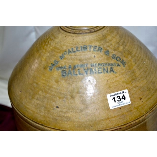 134 - Large Mc Allister & Son Ballymena Earthenware Flagon