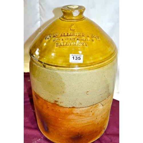 135 - Large Mc Allister & Son Ballymena Earthenware Flagon