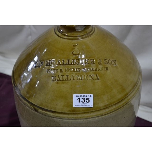 135 - Large Mc Allister & Son Ballymena Earthenware Flagon