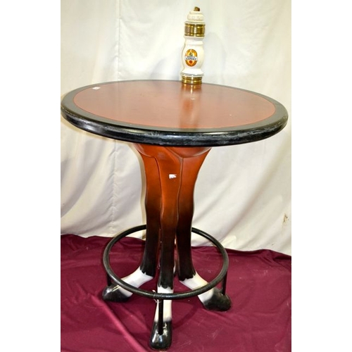 96 - Feature Bar Table in the Form of 4 Horses Legs - Complete with Beer Tap & Footrest