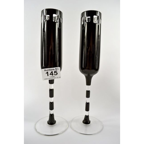 145 - A Pair of Tyrone Crystal Nick Monroe Flutes