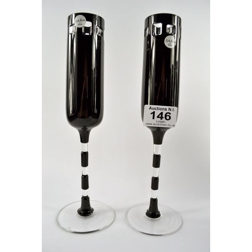 146 - A Pair of Tyrone Crystal Nick Monroe Flutes