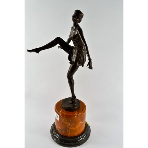 172 - Bronze Lady Figurine on Marble Base - D Alonzo