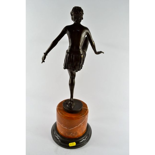 172 - Bronze Lady Figurine on Marble Base - D Alonzo