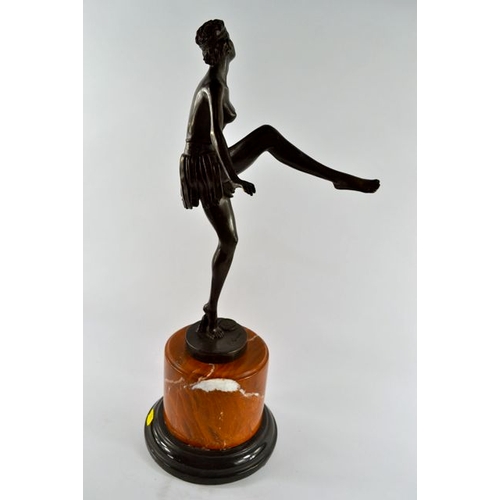 172 - Bronze Lady Figurine on Marble Base - D Alonzo