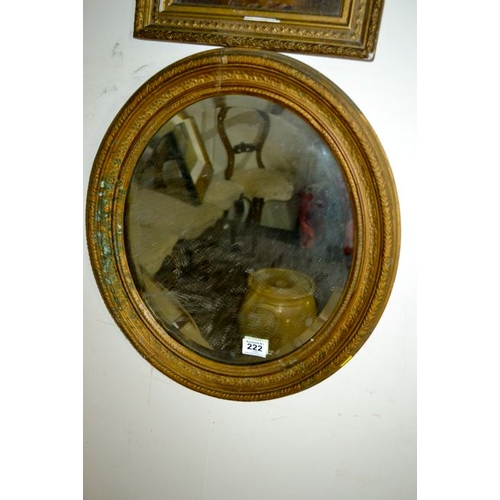 222 - Antique Oval Gilt Bevilled Mirror