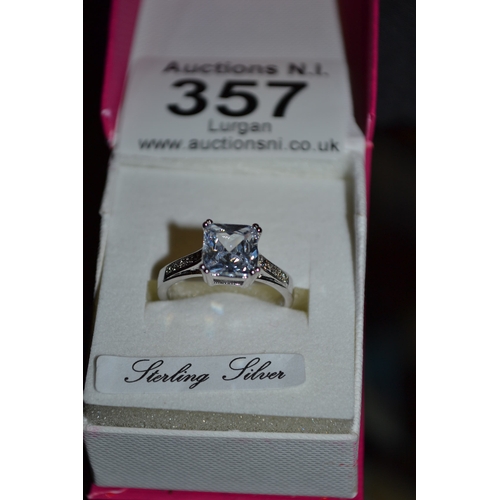 357 - Clear Stone Ring Marked s925