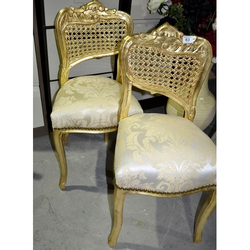 83 - Decorative Gold Floral Bedroom Chair x 2