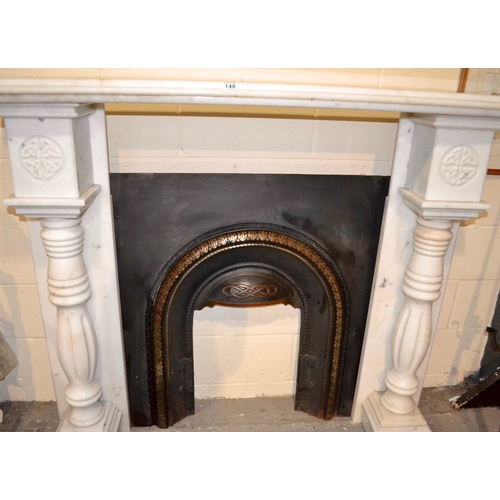 148 - Marble Fireplace & Hearth with Cast Inset