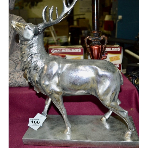 166 - Silver Stag on Plinth