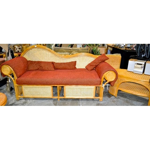 217 - Mid Rattan Rolled Arm 3 Seater with Coffee Table