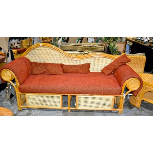 217 - Mid Rattan Rolled Arm 3 Seater with Coffee Table