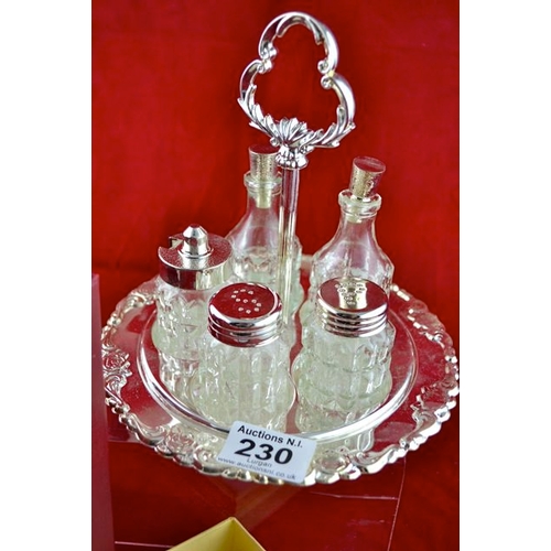 230 - Silver Plated Condement Set & Bottle Opener