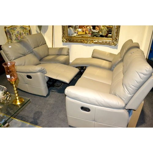 263 - Grey Contemporary Recliner Suite 3+2 - As New