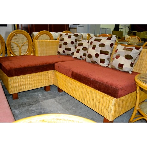 287 - Rattan Corner Sofa with Side Table