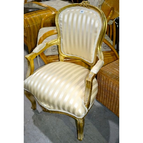 402 - Gold & Cream Stripe Louis Chair