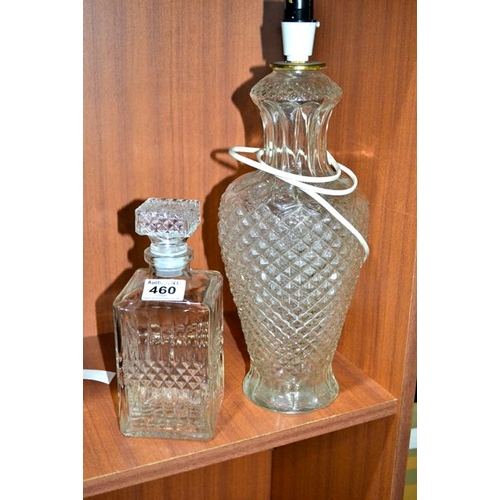 460 - Cut Glass Decanter + Lamp